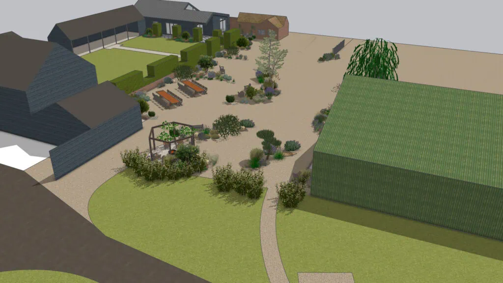 A birds eye of the design for the new gravel garden